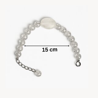 Techiefox Transparent Crystal Beaded Bracelet Featuring Statement Oval Bead Graceful, Light-Catching Jewelry view 2