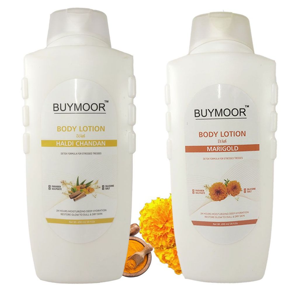 BUYMOOR Haldi Chandan & Marigold Deep Nourishing Skin Brightening Body Lotion Men & Women 1300 ML(Pack Of 2). view 2