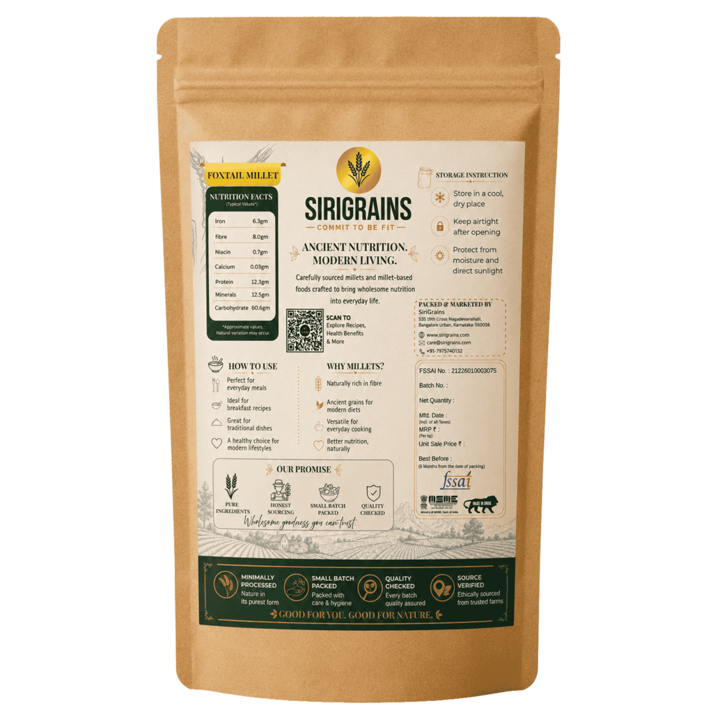 SiriGrains Organic Foxtail Millet (Navane/Korra/Thinai/Kangni) 1kg | Whole Unpolished Millet | Premium Ancient Grain for Rice, Upma & Khichdi view 2