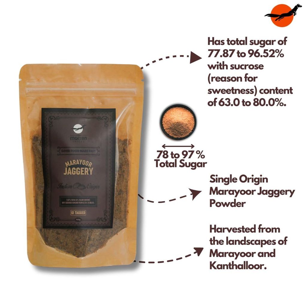 Nilgiri Marten Marayoor Jaggery Powder (Gud)| 78% to 97% Total Sugar| GiTagged| No Sourness| Natural & Pure | Single Origin (500G) view 2