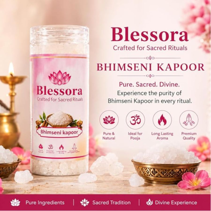 Bhimseni Camphor Kapoor - 100% Pure Organic Camphor for Pooja Hawan Meditation Aromatherapy & Home Fragrance view 2
