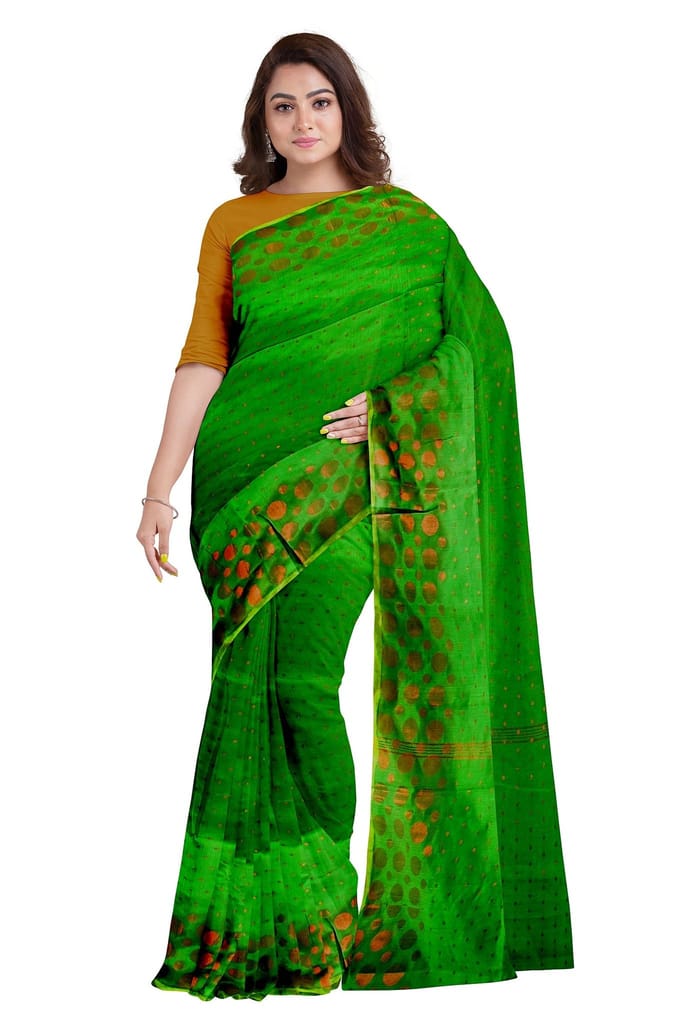 Handloom Saree On A Green Base view 2