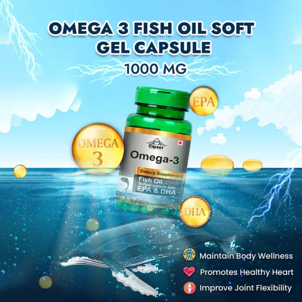 Cipzer Omega 3 Fish Oil Soft Gel (30 Capsules): Boost Brain & Heart Health for Immunity & Joints, view 2