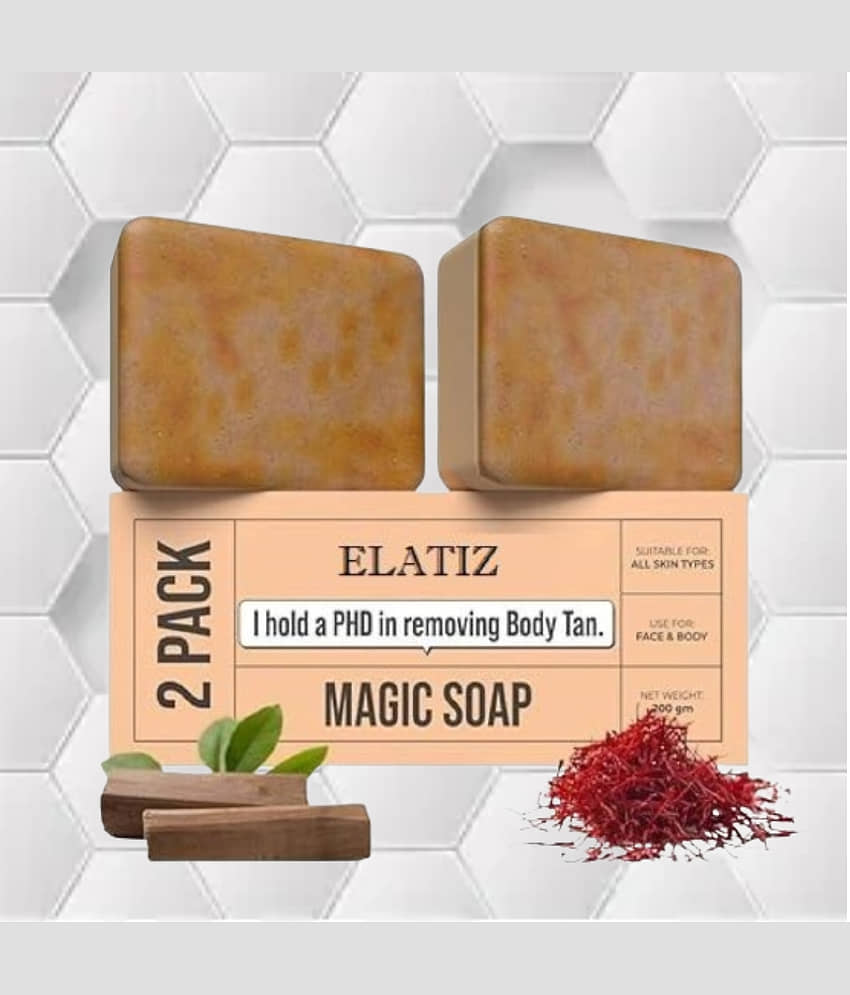 Elatiz Beauty Saffron Magic Soap for Brightening Skin,100 gm each (Pack of 2)