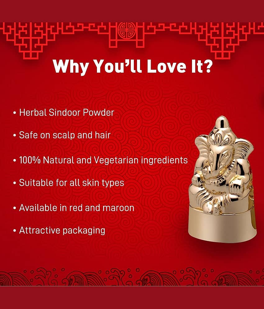 Pinner Ganesh Statue Powder Sindoor for Women Organic Sindoor Powder Kumkum Powder Sindhuram for Women's Forehead (Pack of 1)) view 2
