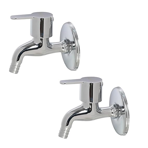 Prem's Brass Disk and Brass Body with Chrome Plating Nozel/Nozzle Tap/with Wall Flange and Teflon Tape/Tap for Washing Machine/Garden/Pipe Connection Tap/Washing Machine Pipe Connector (Pack of 2)