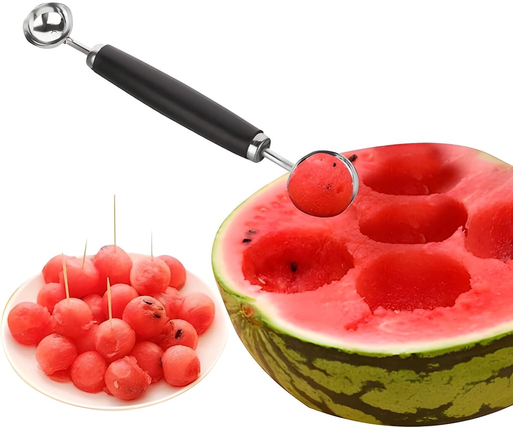 Heavy Duty Stainless Steel Melon & Potato Baller | Multipurpose Fruit & Vegetable Ball Cutter | Ice Cream Scoop Spoon | Potato, Melon, Watermelon & Dessert Ball Maker | Kitchen Garnishing Tool (Original) view 2