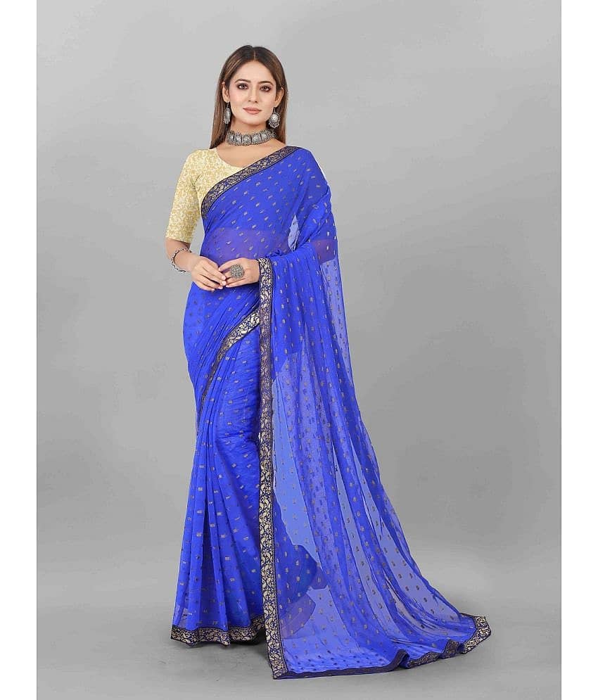 Aardiva Chiffon Printed Saree With Unstitched Blouse Piece ( Orange )