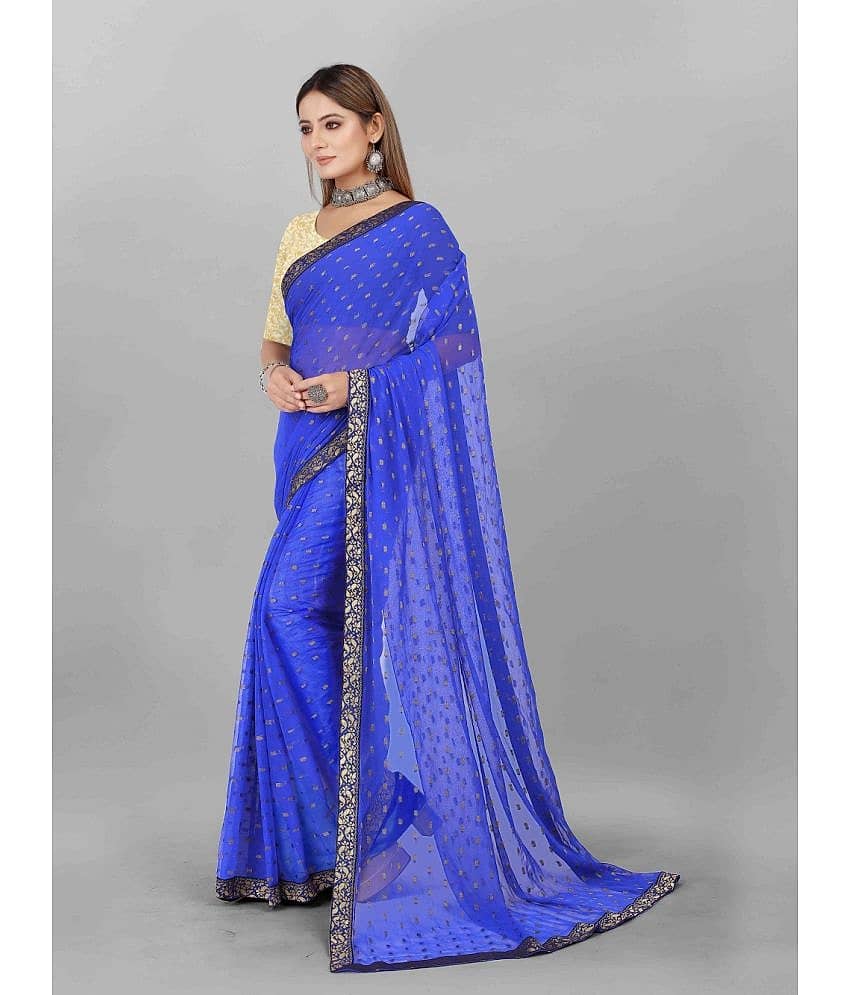 Aardiva Chiffon Printed Saree With Unstitched Blouse Piece ( Orange ) view 2