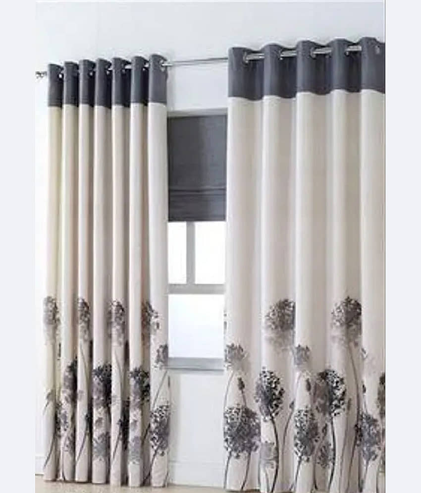 V21 decod Graphic Room Darkening Eyelet Curtain 7 ft ( Pack of 1 ) - Grey view 2