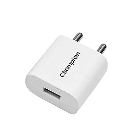 Champion 12W 5V/2.4A DC Single USB Port Mobile Charger | Wall Adapter for Android & USB Devices (White) view 2