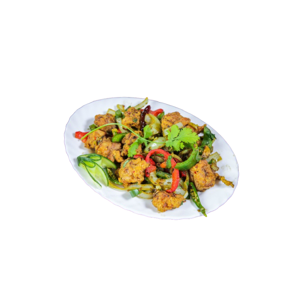 Stir Fried Crispy Fish In Chilli Basil Sauce Served With Fried Rice
