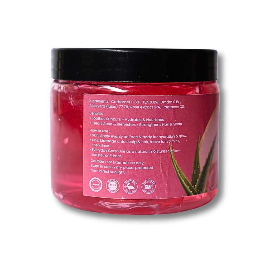 Veora Organics Aloe Vera Rose Gel | Moisturizing & Nourishing Multi-Purpose Gel for Face, Skin & Hair | Hydrating Aloe Vera Gel with Rose Fragrance for Soft, Glowing Skin | Lightweight Daily Care | 200g view 2