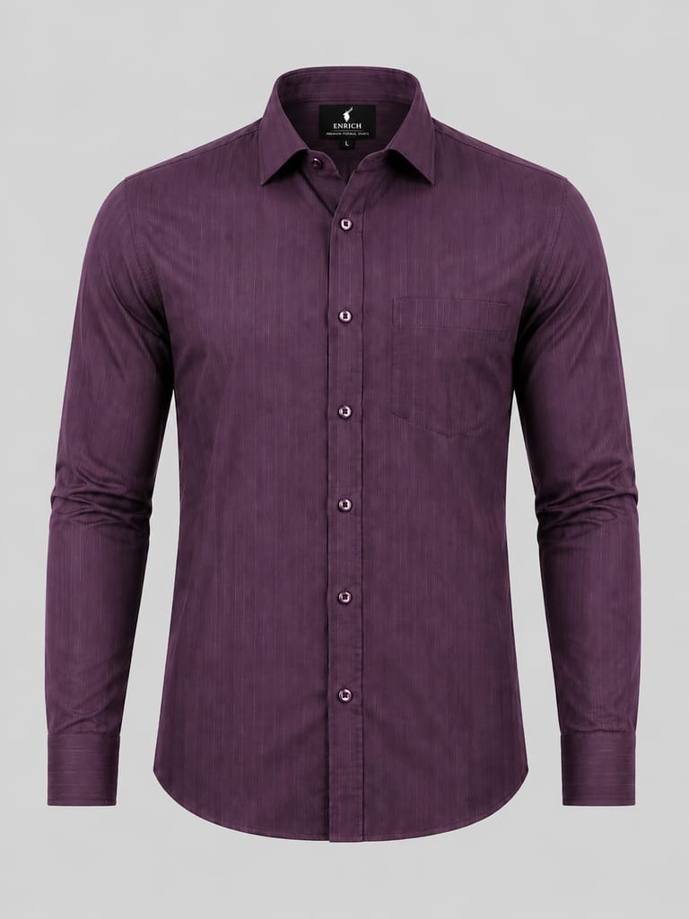 Men's Premium Slim Fit Solid Purple Formal Shirt view 2