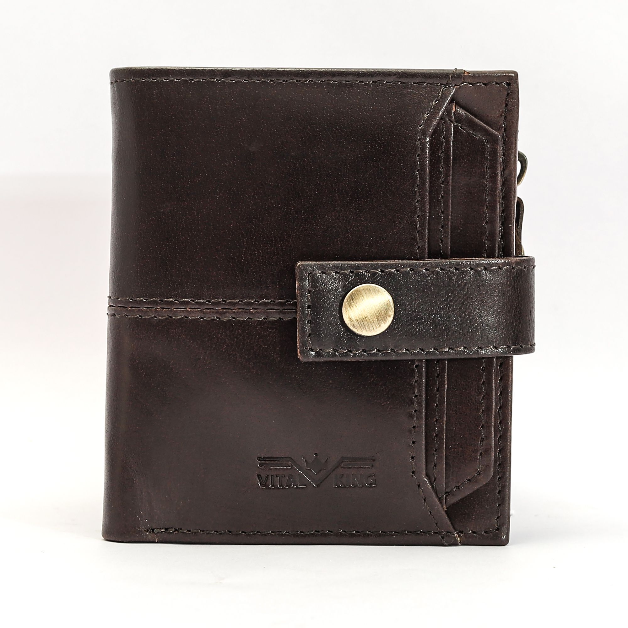 Vital King Men Travel Brown Genuine Leather RFID Wallet (11 Card Slots)