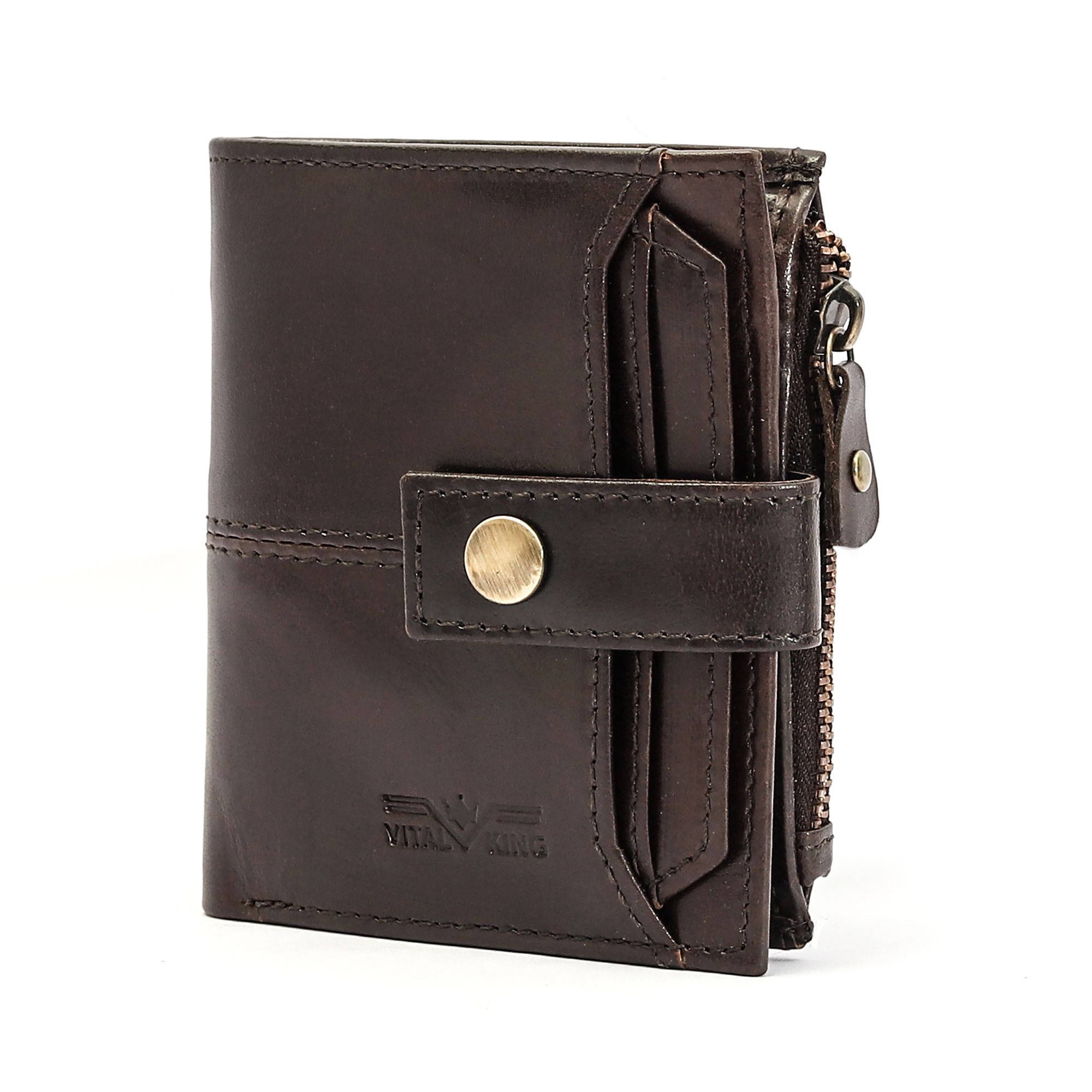 Vital King Men Travel Brown Genuine Leather RFID Wallet (11 Card Slots) view 2