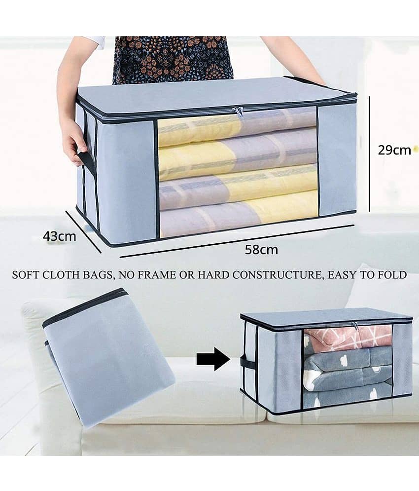 Non-Woven Cloth Storage / Organizer with Transparent Window,Grey (2U) view 2