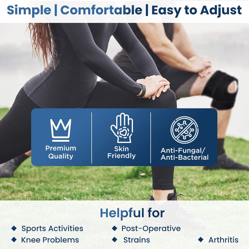 Plutoex® Knee Cap - Knee Support With Anti Slip Design, Adjustable, Breathable Neoprene Knee Brace For Arthritis, Pain Relief, Sports Activities Gym Workouts For Men & Women (2 Pc), Free Size view 2