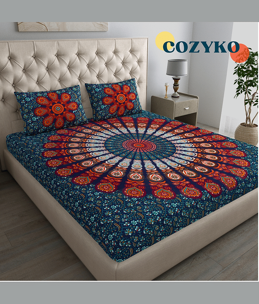 COZYKO Cotton 1 Double Bedsheet with 2 Pillow Covers ( Brown ) view 2