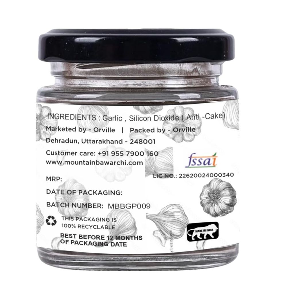 Mountain Bawarchi Black Garlic Powder | No Preservatives are Added | Natural & Pure Garlic Powder Dry |100g, Set of 2 view 2