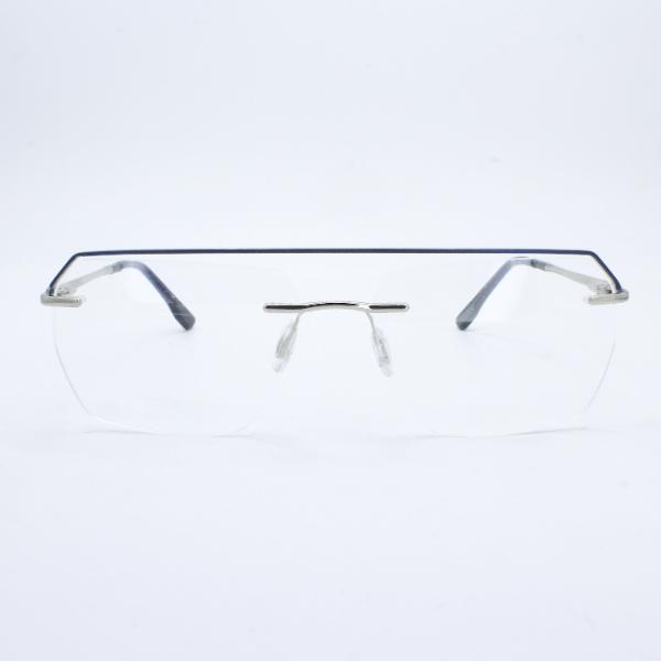 Lensoz Elite X Luxe Rimless Geometric - Narrow - Silver & Master Blue view 2
