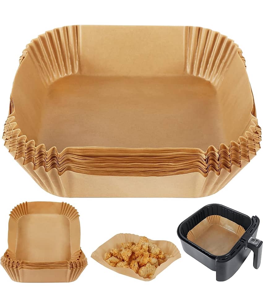 Air Fryer Liners 100 Pcs 8 Inch Square, Disposable Parchment Paper Baking Liners Non-Stick Oil-Proof Food Grade Paper, Perfect for 5-8 QT Air Fryer Basket, Oven, Microwave, view 2