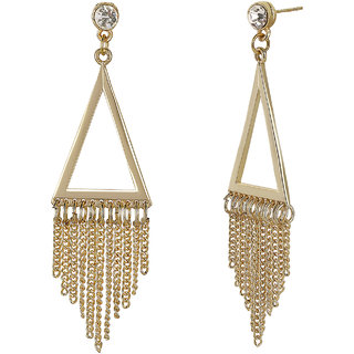 Chain Danglers Plain Brass Metal Earrings for Girls Brass Material Earrings for Women's Fashion Jewellery for Party view 2