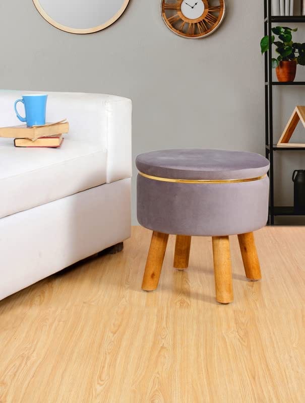 ShadowKart Ottoman Pouffes Sitting Stool for Living Room Furniture Wooden Footstools Puff Mudda Footrest Pouff for Office Home Decor, Combo view 2