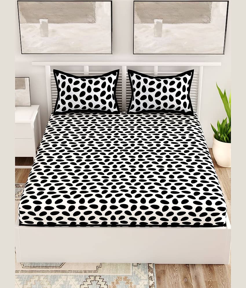 Uniqchoice Cotton Floral Double Bedsheet with 2 Pillow Covers- Blue view 2