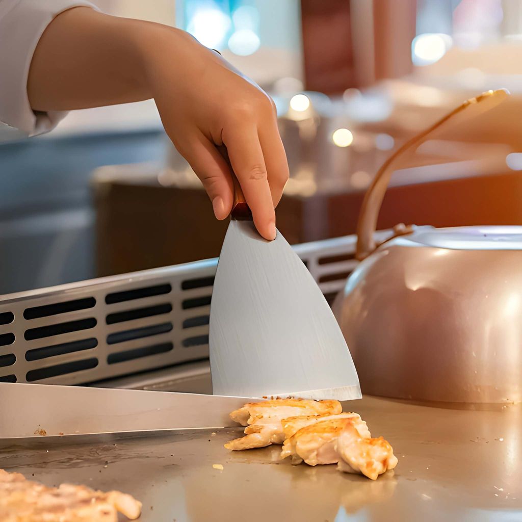 Heavy Duty Stainless Steel Pizza & Pastry Scraper | Plain Stainless Steel Food Scraper with Wooden Handle | Pizza Cutter, Dough Scraper & Ice Cream Cutting Tool | Multipurpose Kitchen Tool (Original) view 2