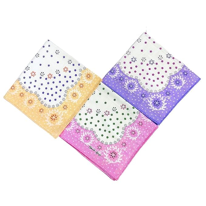 Royal Mart Premium Cotton Handkerchiefs - 11 * 11 Soft Prints for Women/Girls (Pack of 06, Multicolor. Designs Will Vary as per Availability) view 2