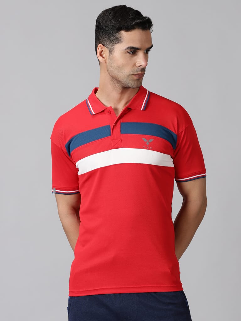 Dry-fit Red Striped Polo view 2