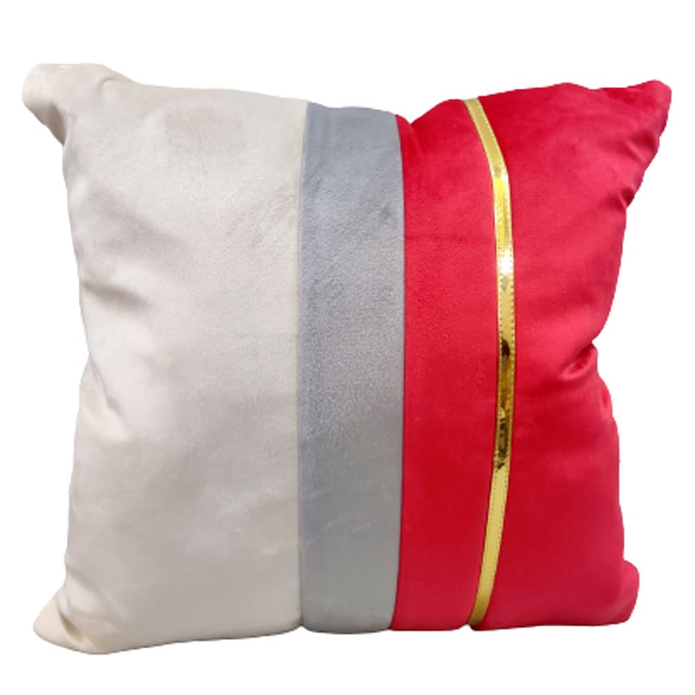Pink Beige Gold Leather Velvet 2 Cushion Covers and 1 Table Runner Combo Luxury Modern Pillow Cover Decorative Pillow for Sofa Living Room Bedroom |16X16 Inch Cushion Cover I 12 X 59 Inch Table Runner view 2