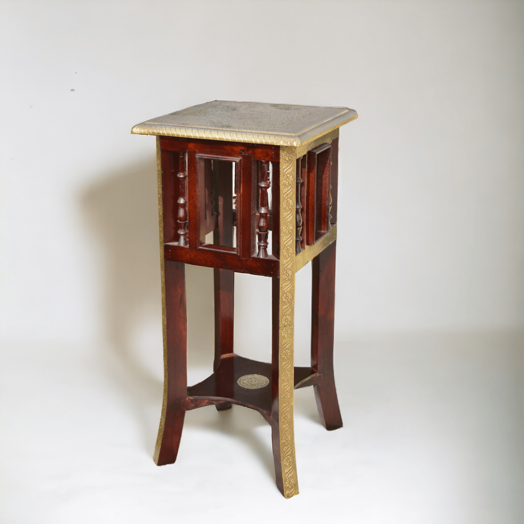 Wooden Stool Brass Fited / Living Room / Bed room / Bed side / Side Table view 2