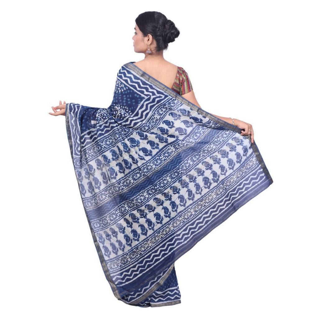 HANDLOOM CHANDERI SAREE- MERCERISED(COTTON+SILK MIX) WITH BLOUSE (SKU - 1SCZ02060821 SAREE- 107) view 2