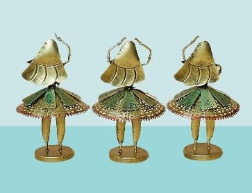 Multi-Colored Metal Dancing Lady Sculpture Set view 2