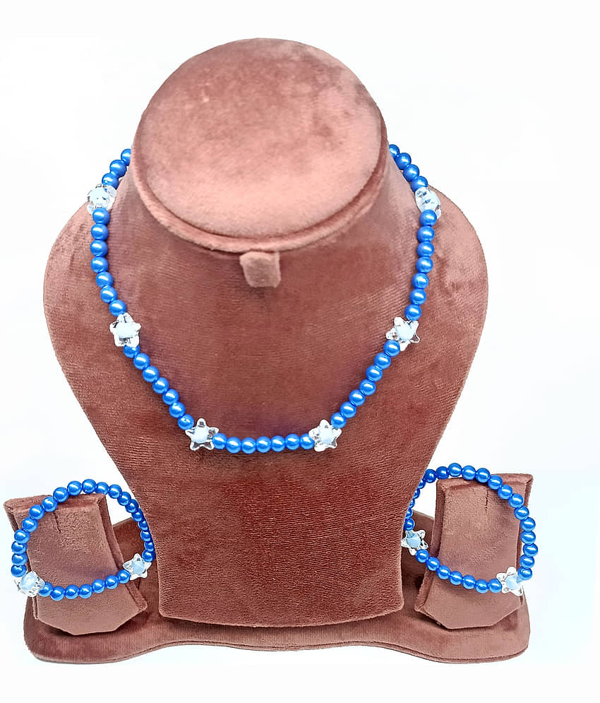 DAIVYA WELLNESS Blue Pearls Necklace Set ( Pack of 1 ) view 2