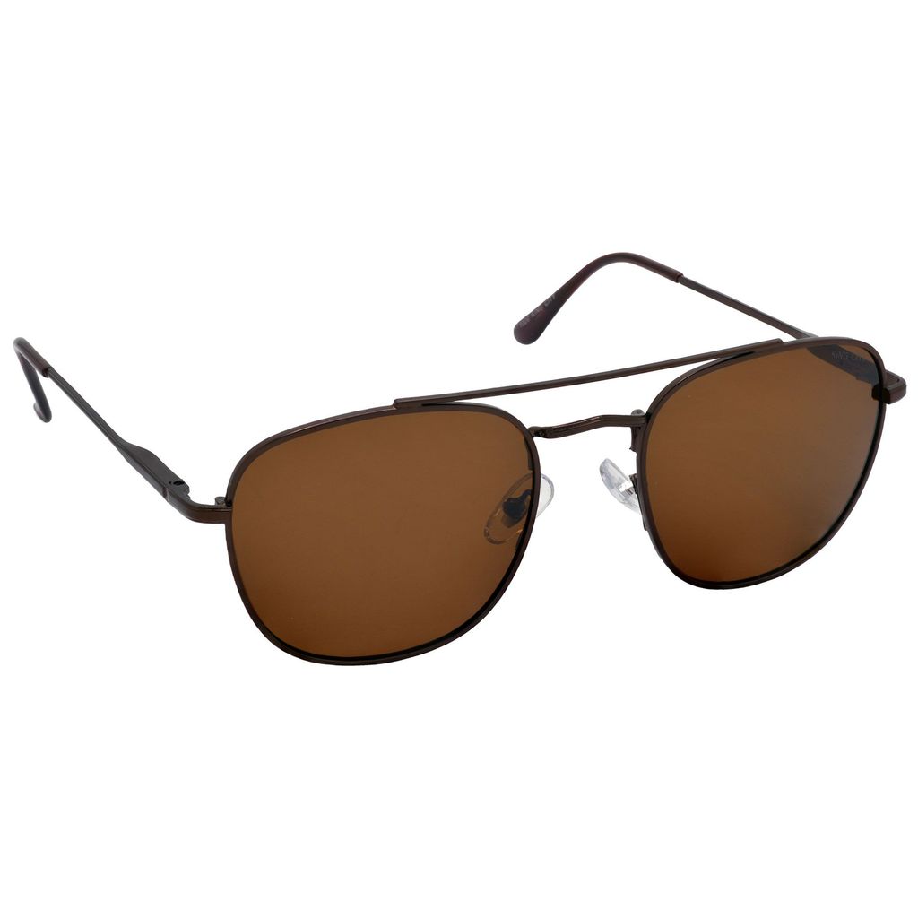 Stylish Round Full-Frame Metal Polarized Sunglasses for Men and Women | Brown Lens and Brown Frame | HRS-KC1020-BWN-BWN-P view 2