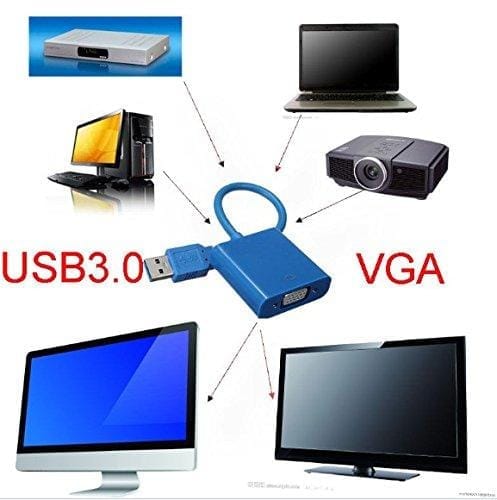 USB 3.0 to VGA Multi-display video converter External Cable Adapter for Windows 7/8 (Blue/Black) view 2