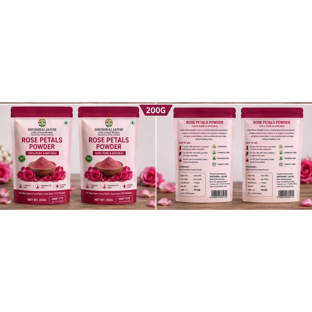 SHUSHRAJ JAIVIK Rose Petals Powder 100% Pure & Natural – Skin & Hair Care view 2