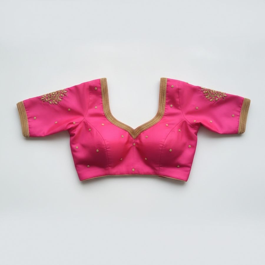 Pink Embroidered Silk Blouse view 2