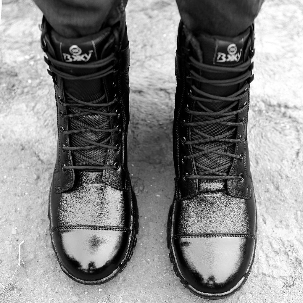 BXXY Pure Leather Biker Boots for Men view 2