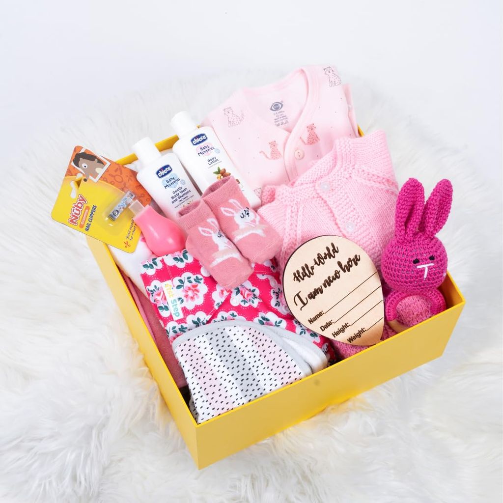 The Baby First Box Newborn Baby Essential Kit - 25 Items | Winter Kit(Girls) view 2