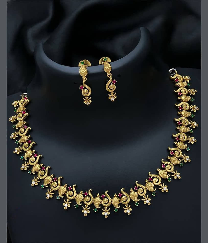 ROFARWORD Gold Brass Necklace Set ( Pack of 1 ) view 2