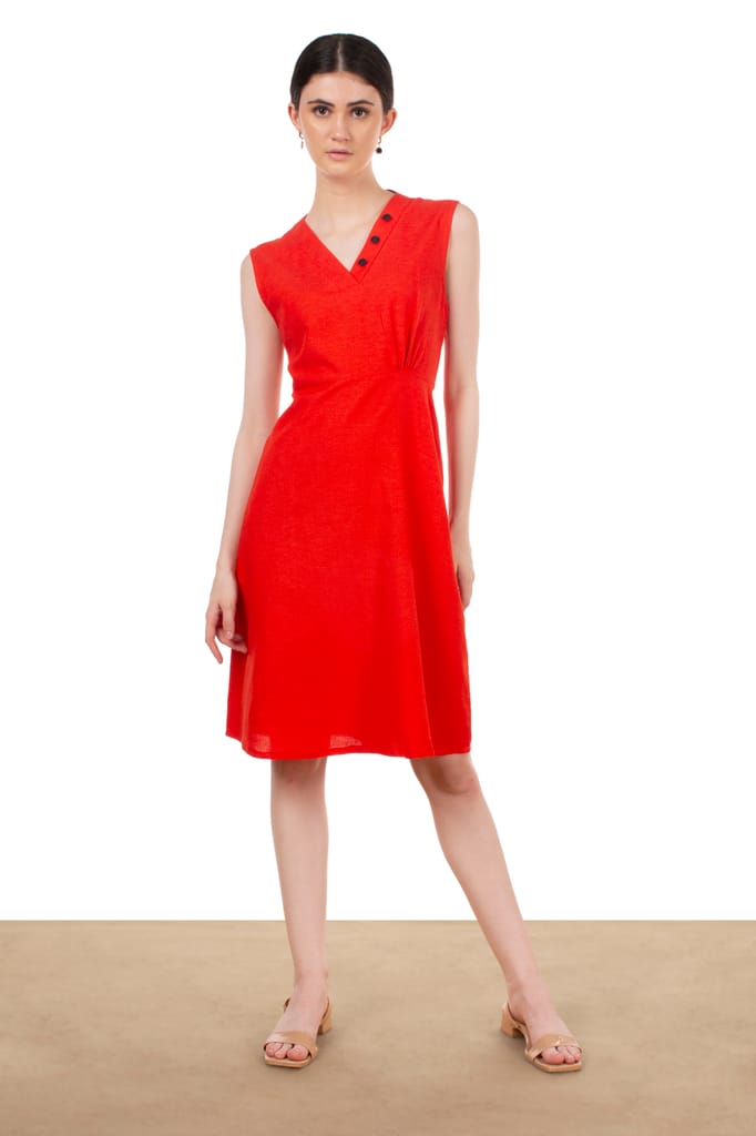 CORAL CRUSH(Redish Orange) A-LINE DRESS view 2
