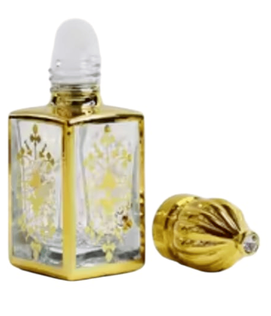 Mii Art Golden Glass Perfume Bottle | 10 ml Elegant Empty Attar Container for DIY Perfume, Essential Oils & Rose Water | Refillable Decorative Bottle (Pack of 1) view 2