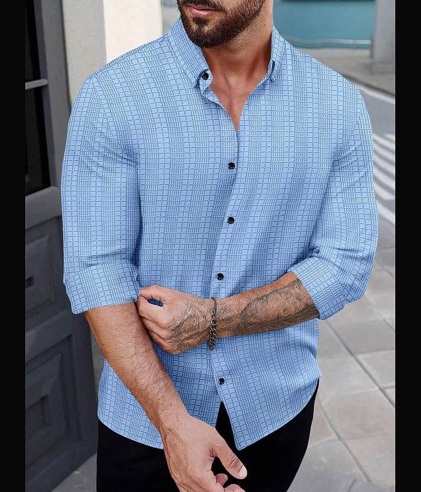Nofilter Poly Cotton Regular Fit Self Design Full Sleeves Men's Casual Shirt - Grey ( Pack of 1 ) view 2