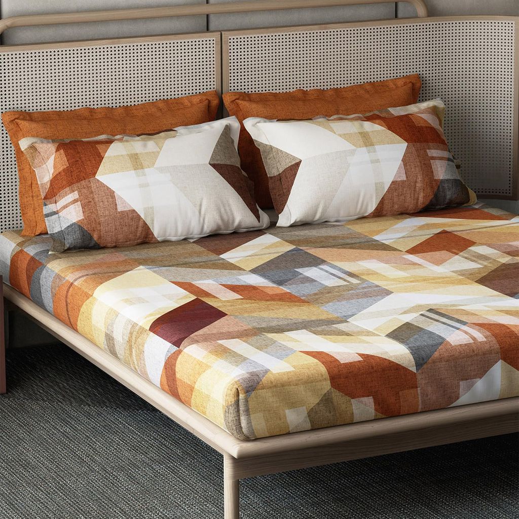 DDECOR - Orion Collection 100% Cotton Abstract Pattern 180TC Super King |274 CM X 274 CM| Brown view 2