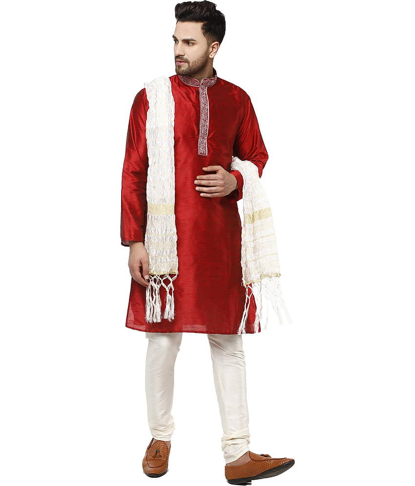 SKAVIJ Black Silk Blend Kurta Pyjama Set view 2
