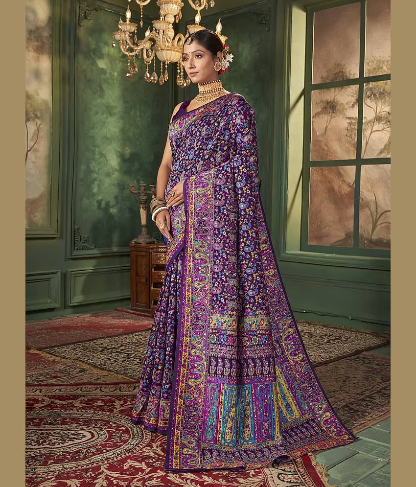 Sariya Jacquard Printed Saree With Unstitched Blouse Piece ( Green ) view 2